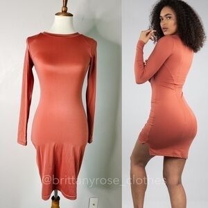 BUFFBUNNY COLLECTION Fall in Love Bodycon Energy Dress in Cinnamon NWT